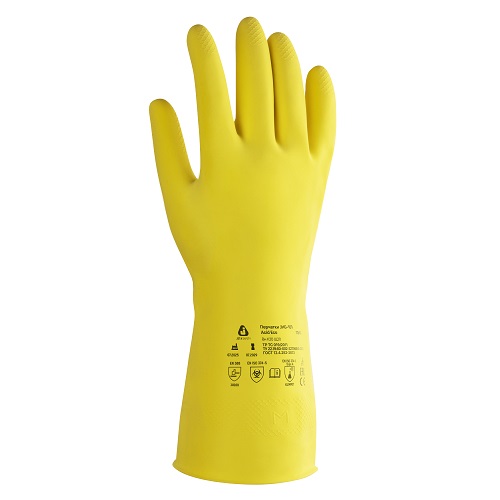 Химические перчатки из латекса JHG-101 Acid Eco с хлопковым напылением